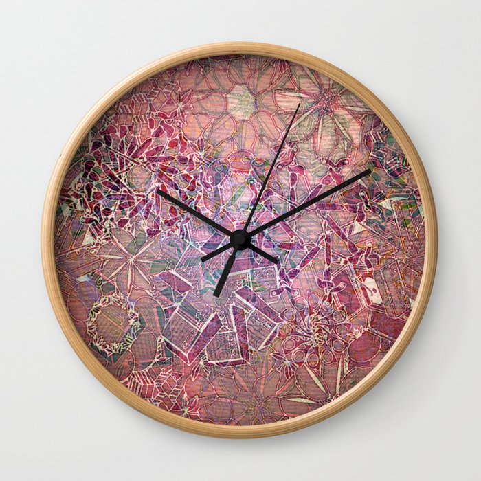 Cherry Red Kaleidoscope Wall Clock