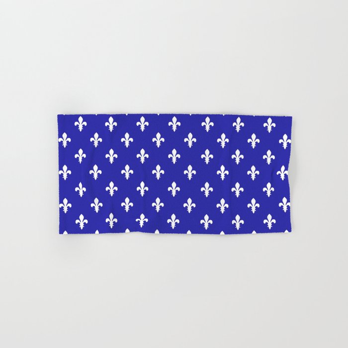 Fleur-de-Lis (White & Navy Blue Pattern) Hand & Bath Towel