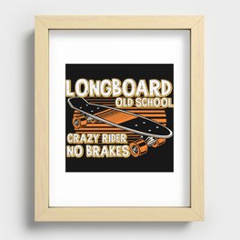 Longboard old school crazy rider no brakes 80s Recessed Framed Print