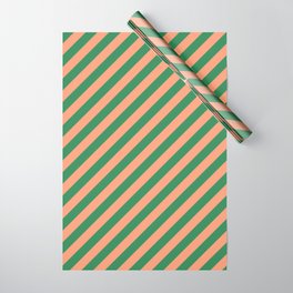 [ Thumbnail: Sea Green & Light Salmon Colored Lines Pattern Wrapping Paper ]