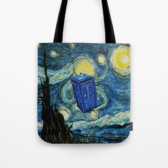 Tardis Dr. Who Starry Night Tote Bag