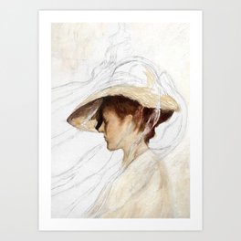 A Girl With A Hat Art Print