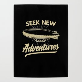 Airship Adventure Saying Poster | Graphicdesign, Zeppelins, Hotairballoon, Vintage, Airship, Slogan, Flying, Aviation, Airplane, Retro 