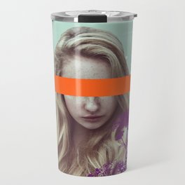 Graphic and contemporary blindfolded girl - photo by Ierdnall (CC by-SA 2.0) and Vecteezy.com Travel Mug