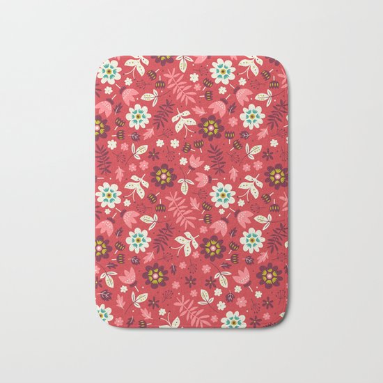 Fresh Blossoms (Reds) Bath Mat