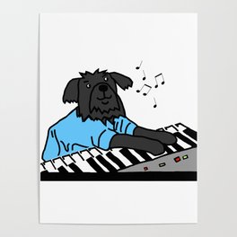 Funny Dog Plays Music on Piano Keyboard Poster