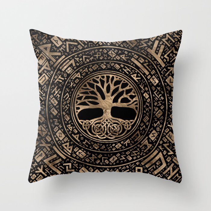 Tree of life -Yggdrasil Runic Pattern Throw Pillow