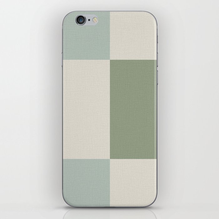 Checked Greens & neutrals _ light linen texture iPhone Skin