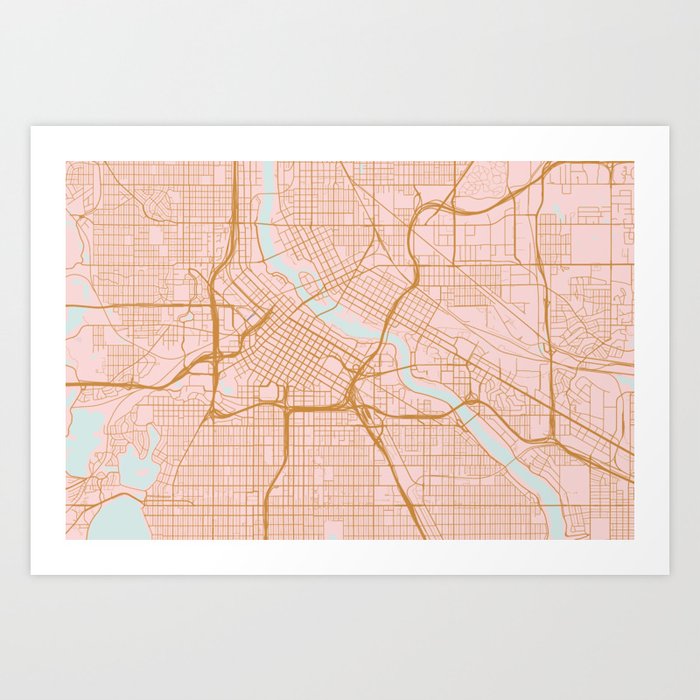 Minneapolis map, Minnesota Artwork Print by means of annago photograph about Printable Map of Minnesota titled Minneapolis map, Minnesota Artwork Print by means of annago