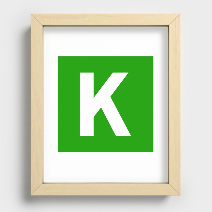 Letter K (White & Green) Recessed Framed Print