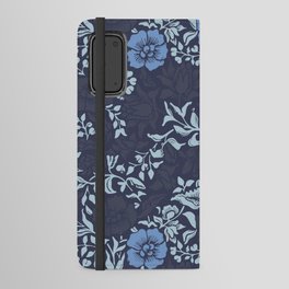 Arts and Crafts Inspired Floral Pattern Blue Android Wallet Case