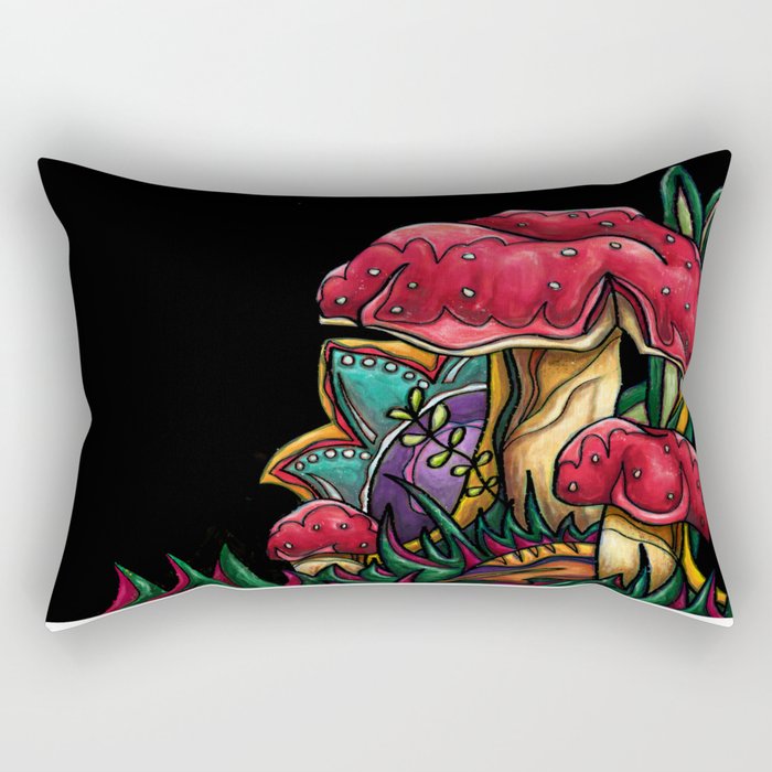 Bright abstract Amanita painting, psychedelic mushroom Rectangular Pillow