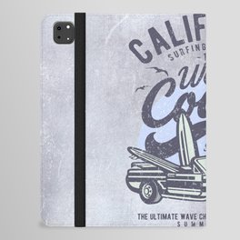 California West Coast Surf Retro Design Blue Grey iPad Folio Case