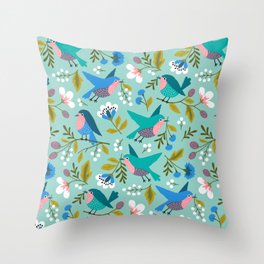 Birds and Bloom Throw Pillow