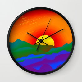 Gay Pride Rainbow Sunrise Landscape Design Wall Clock