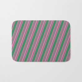 [ Thumbnail: Sea Green and Hot Pink Colored Lines/Stripes Pattern Bath Mat ]
