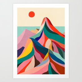 Mid Century Rainbow Mountains Art Print