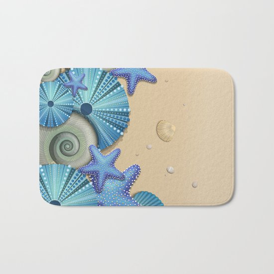 SEA SHELLS ON THE BEACH Bath Mat