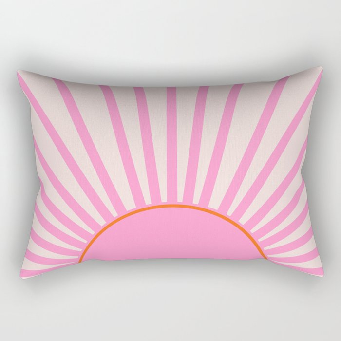 Le Soleil | 01 - Retro Sun Print Pink Aesthetic Preppy Decor Modern Abstract Sunshine Rectangular Pillow
