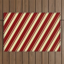 [ Thumbnail: Maroon & Pale Goldenrod Colored Lines Pattern Outdoor Rug ]