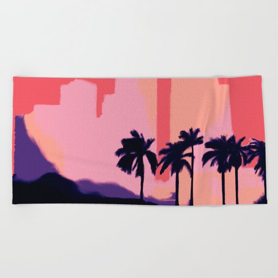Sunset Time in Miami Beach Towel