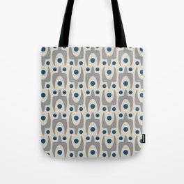 Mid Century Modern Abstract Pattern 149 Gray and Blue Tote Bag
