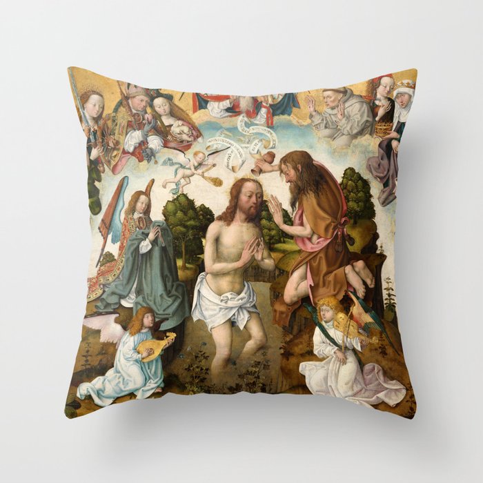 The Baptism of Christ by Master of the Saint Bartholomew Altar Throw Pillow