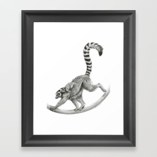 Maki catta with baby. G2012-050 Framed Art Print