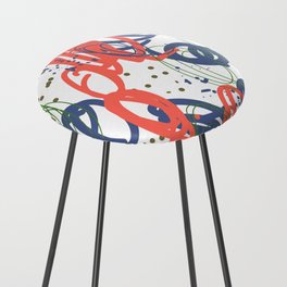 Modern Doodle Abstract Pattern Counter Stool