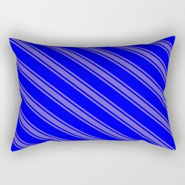 [ Thumbnail: Blue and Slate Blue Colored Striped/Lined Pattern Rectangular Pillow ]