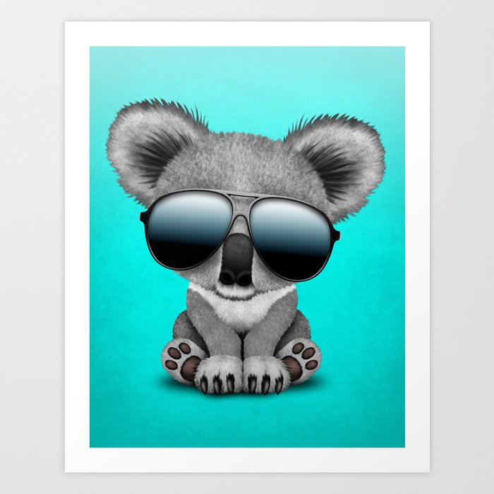 Cute Baby Koala Bear Wearing Sunglasses Art Print By Jeff Bartels Society6