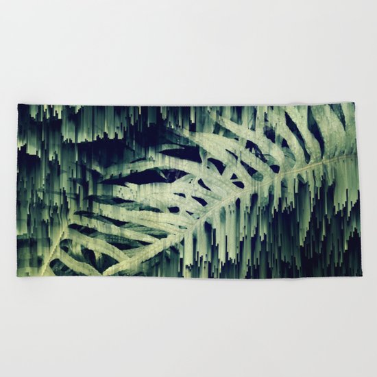 Ferns Glitches Beach Towel