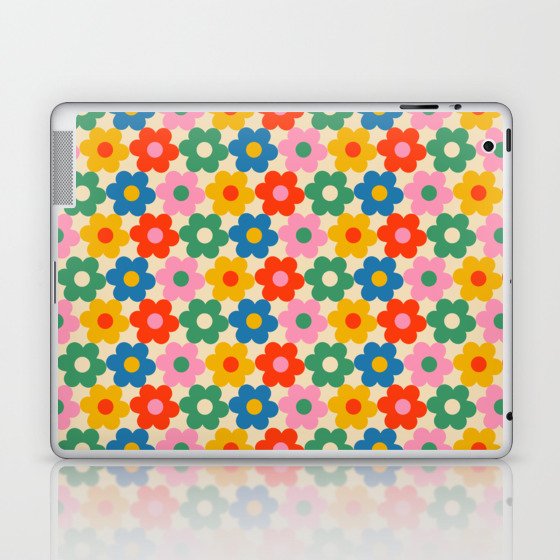 Little Flowers Pattern in Rainbow Pop Colors Laptop & iPad Skin