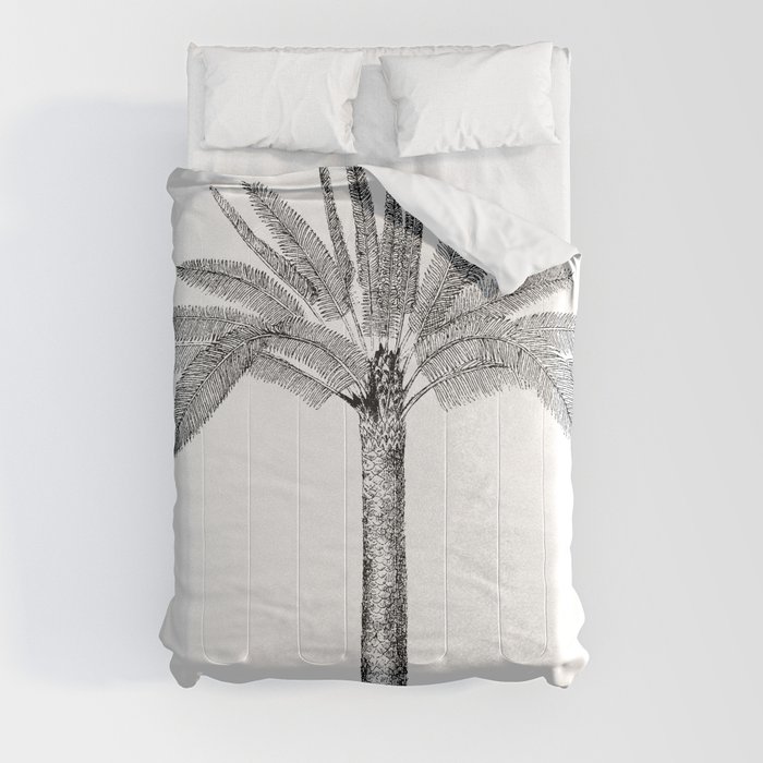 Vintage Palm Tree black and white Comforter