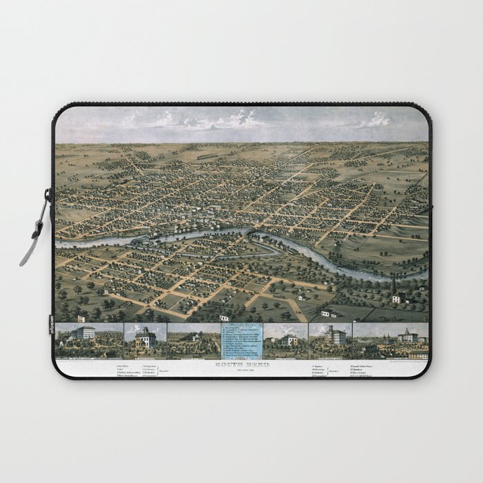 South Bend- Indiana-1866  vintage pictorial map Laptop Sleeve