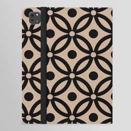 Classic Intertwined Ring and Dot Pattern 623 Black and Tan iPad Folio Case