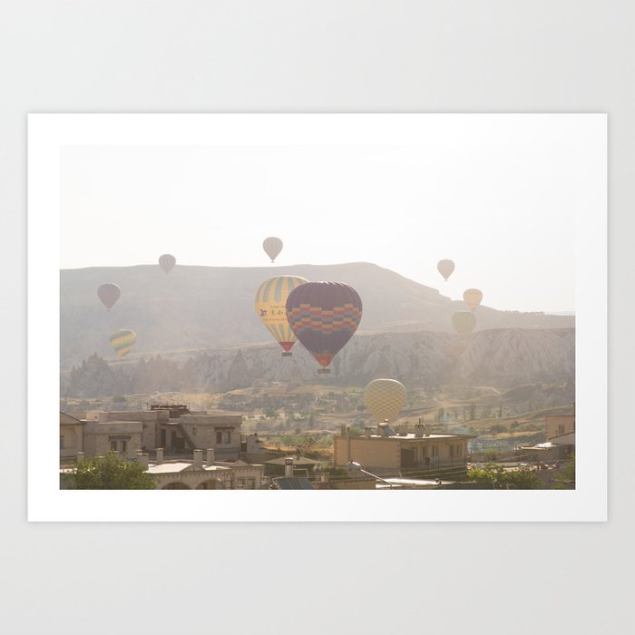 Foggy Morning Balloon Ride, Cappadocia Art Print