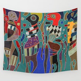 Wassily Kandinsky Four Figures on Three Squares Wall Tapestry