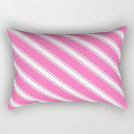 [ Thumbnail: Hot Pink and Mint Cream Colored Striped/Lined Pattern Rectangular Pillow ]