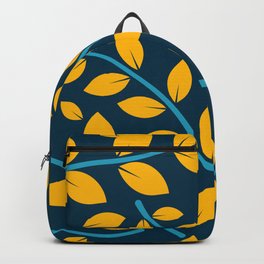 Golden Leaves Pattern on dark navy blue background! Backpack