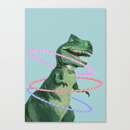T-Rex the Hula Dancer in Green Canvas Print