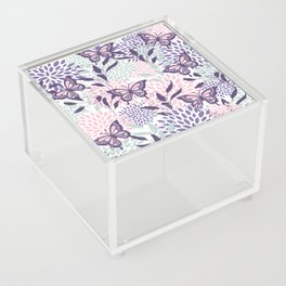 Floral, Butterflies Prints, Purple, Pink, Aqua Acrylic Box