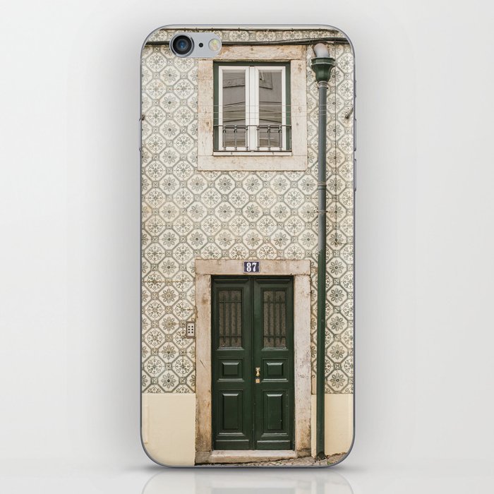 Tiles on Green and Beige Facade with Door in Lisbon, Portugal | Fine Art Travel Photography iPhone Skin