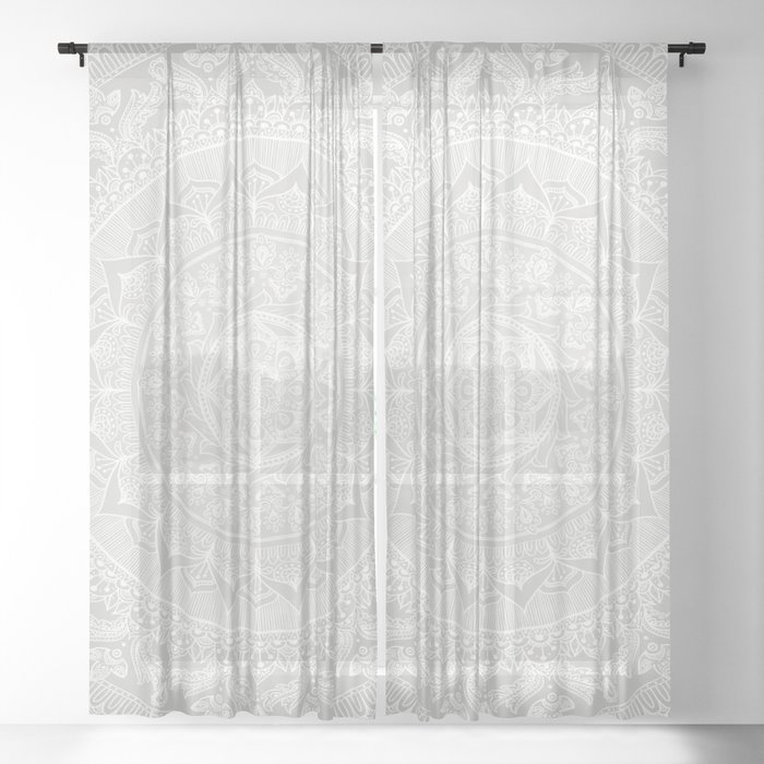 Mandala Soft Gray Sheer Curtain
