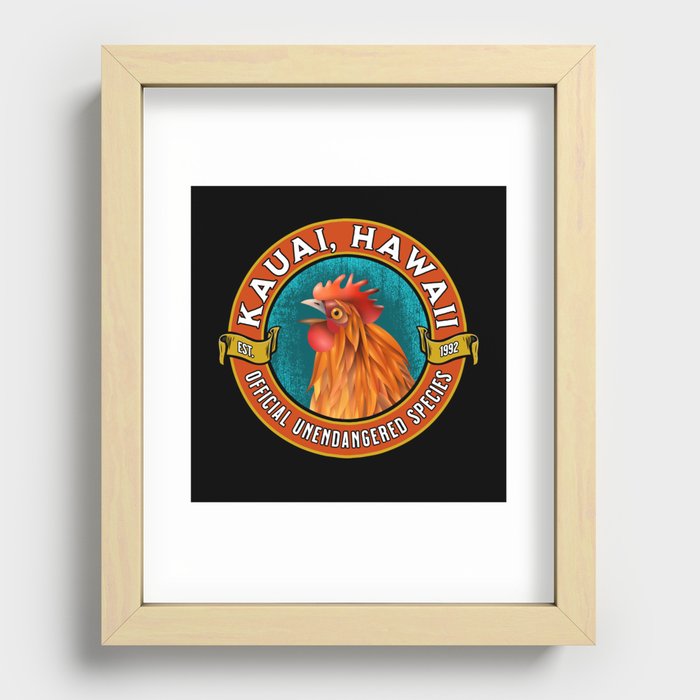 Kauai Chicken Official Unendangered Species Souvenir Recessed Framed Print