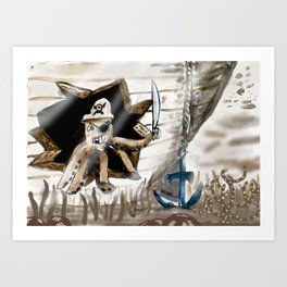 Octopus Pirate Art Print