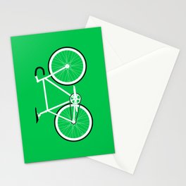 Green Fixed Gear Road Bike Stationery Cards