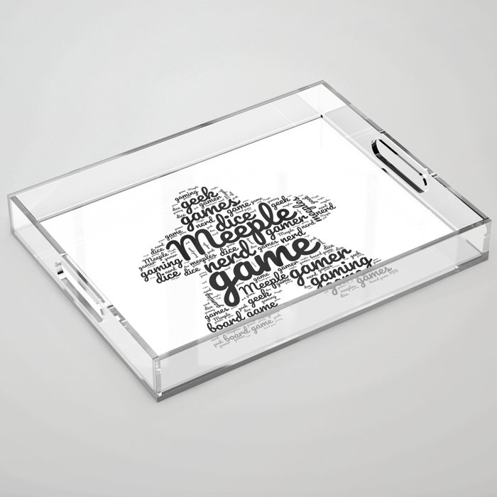 Meeple Board Game Geek Word Art Acrylic Tray