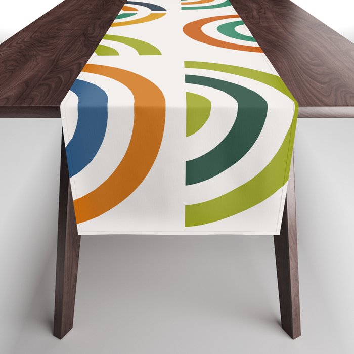 Mid century multicolor retro shapes 3 Table Runner
