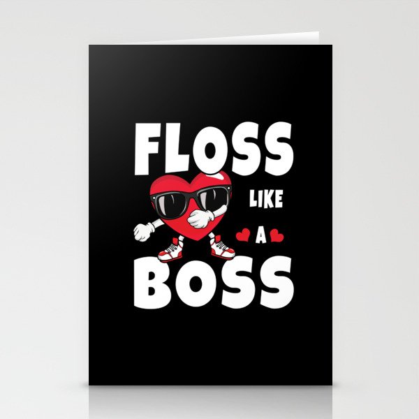 Floss Boss Dabbing Dab Hearts Day Valentines Day Stationery Cards